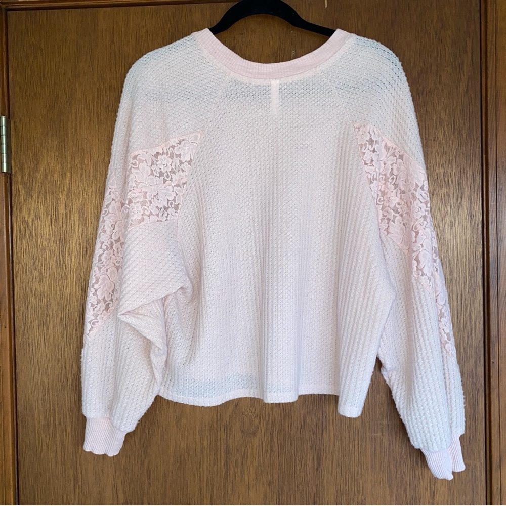 Pink Lace Sleeve Sweater - Picture 4 of 4